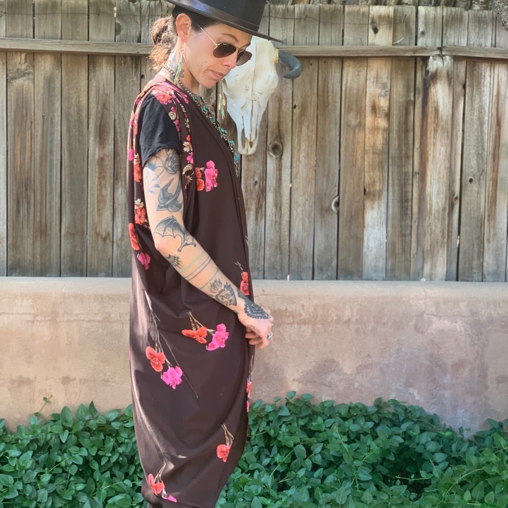Vintage 70s Flapper Style Kimono Robe Beach Wear - Picture 9 of 11